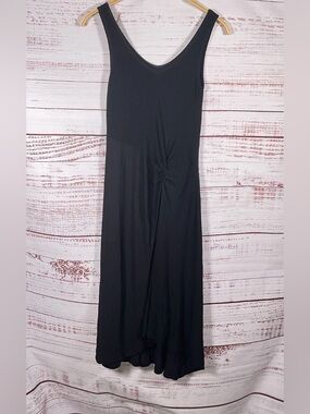 Enza Costa Black Sleeveless Gathered Midi Dress Size Small NWT